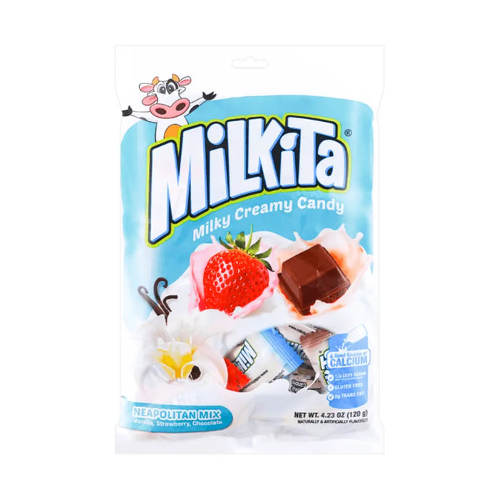 Milky Creamy Candy Assorted Neapolitan Ice Cream Flavor, 120g Milkita