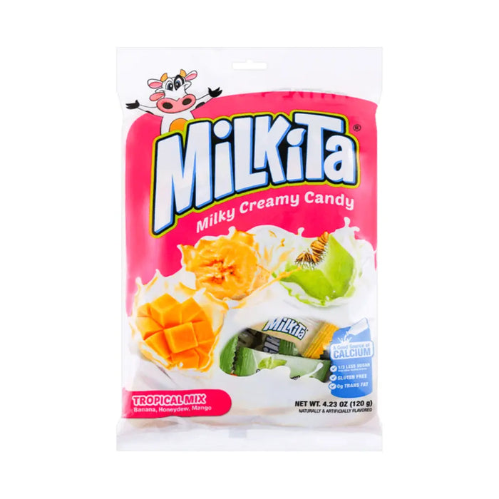 Milky Creamy Candy Assorted Tropical Fruit Flavor, 120g Milkita