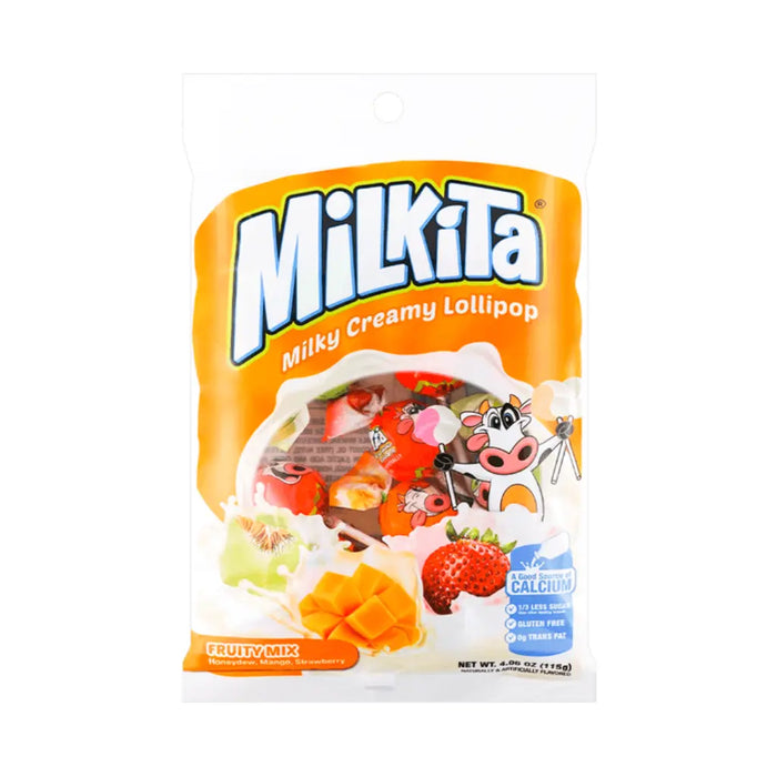 Milky Creamy Lollipop Assorted Fruit Flavor, 115g Milkita