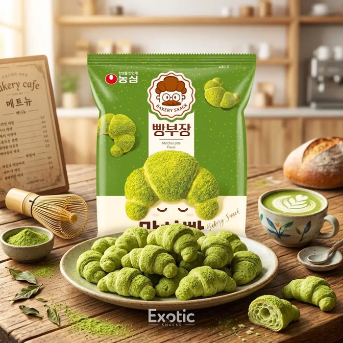 Nongshim Mini Crossiant Shaped, Matcha Latte Flavor Snack, 55g NONGSHIM