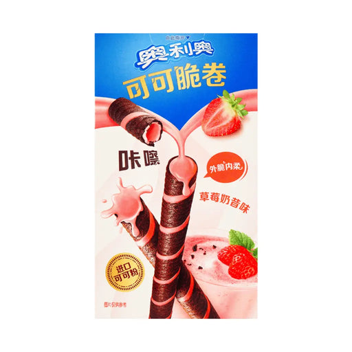 Oreo Cocoa Crispy Wafer Rolls Strawberry Milkshake Flavor, 50g Oreo