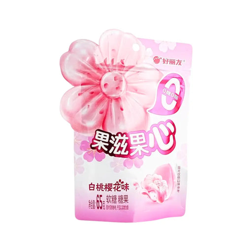 Orion Soft Jelly Gummy White Peach &amp; Sakura Flavor, 65g Exotic Snacks Company