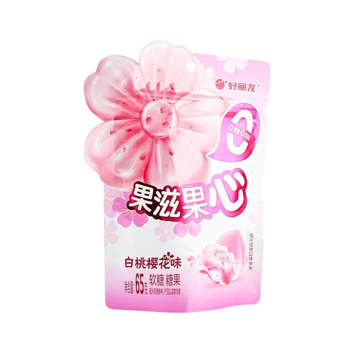 Orion Soft Jelly Gummy White Peach &amp; Sakura Flavor, 65g Exotic Snacks Company