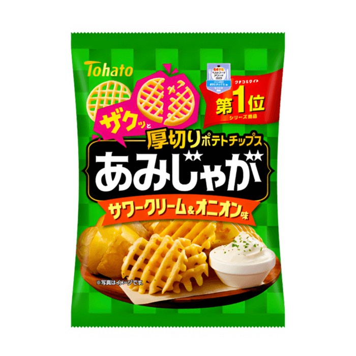 Tohato Thick Cut Potato Chips, Onion Flavor Potato Chips, 58g