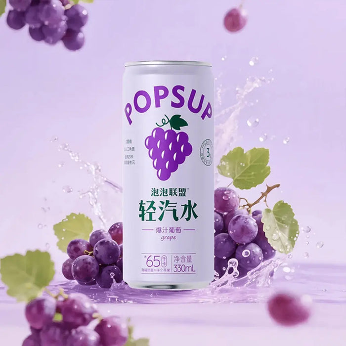 PopSup Prebiotic Light Soda Grape Flavor, 330ml Popsup