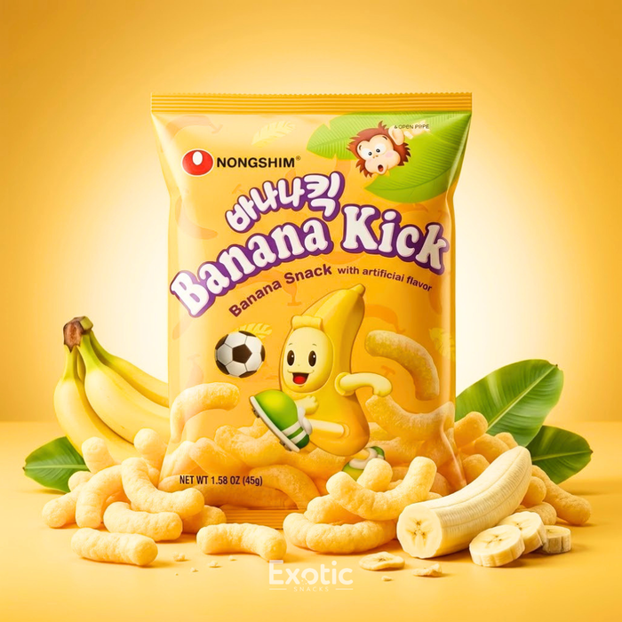 Nongshim Banana Kick, biscuit soufflé au maïs, 45 g