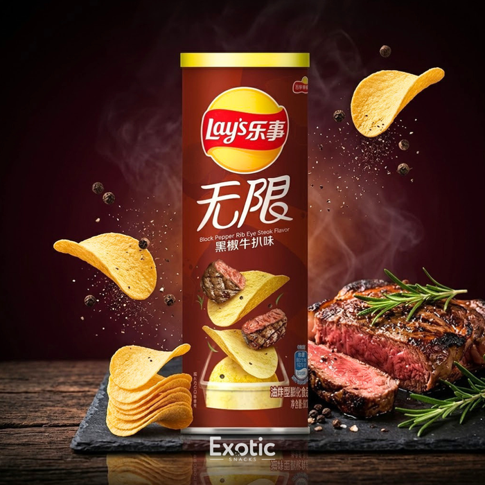 Lay’s Black Pepper Rib Eye Steak Flavored Potato Chips, 104g
