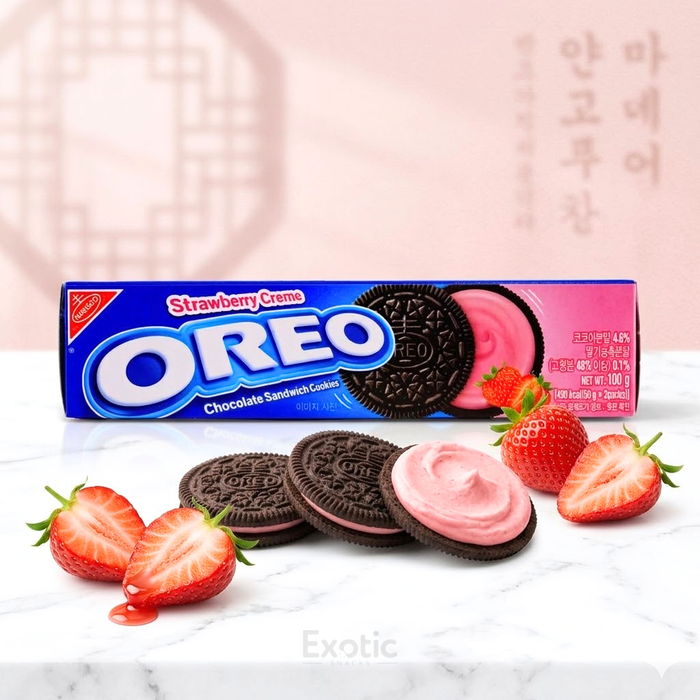 Oreo Cookies Strawberry Cream Flavor, 100g - South Korea