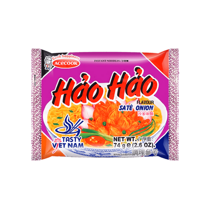 Hao Hao Hot Sate Onion Flavor Noodles, 77g x 5 Pack