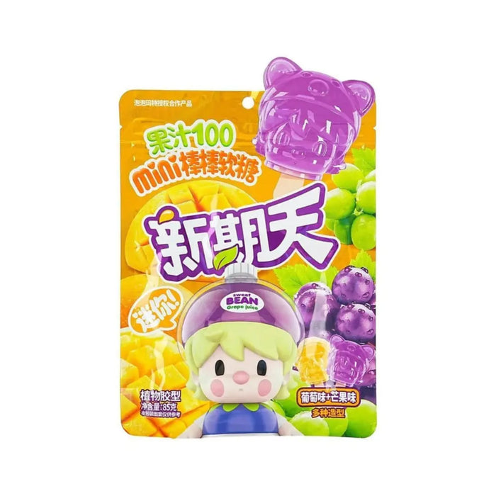 Sweet Bean X Pop Mart Mini Stick Grape & Mango Jelly Gummy Candy, 85g