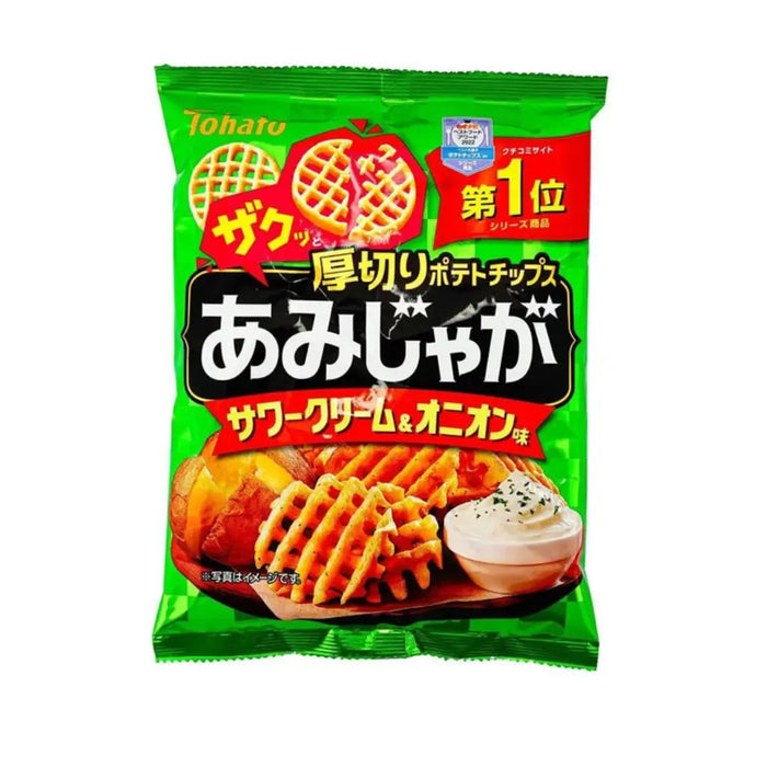 Tohato Thick Cut Potato Chips, Onion Flavor Potato Chips, 58g
