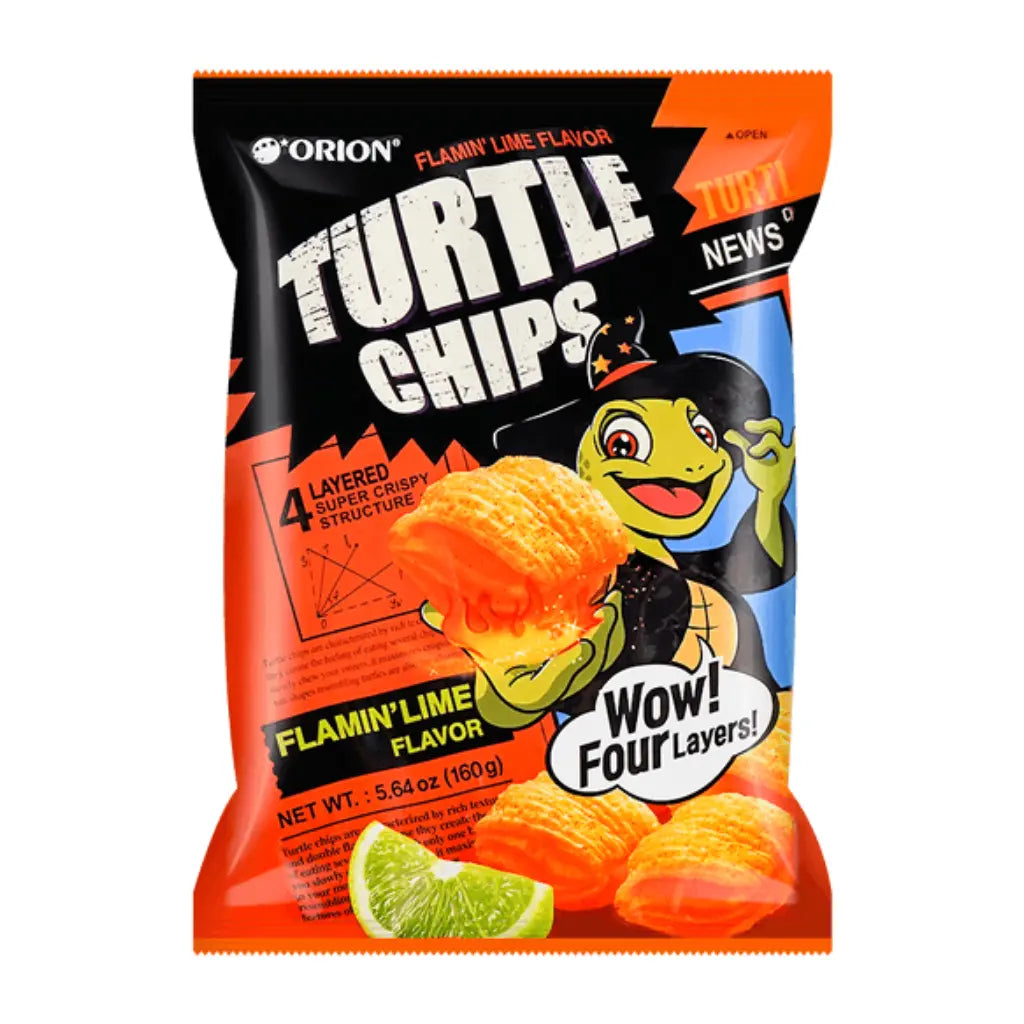 Orion Turtle Chips Flamin's Lime Flavor, 160g — Exotic