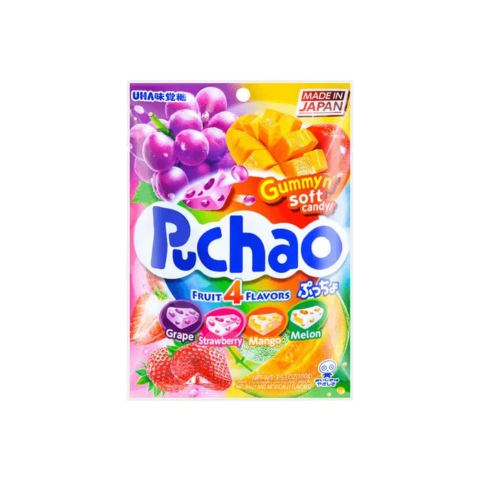 UHA Puchao Assorted Fruit Flavors Gummy Candy, 100g UHA