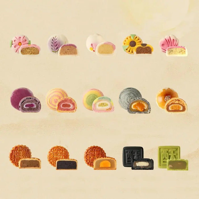 Yotime Blossoming Splendor Mooncake Mid-Autumn Festival Pastry Gift Box 3 Layer, 15 Flavors 27 Pieces Yotime