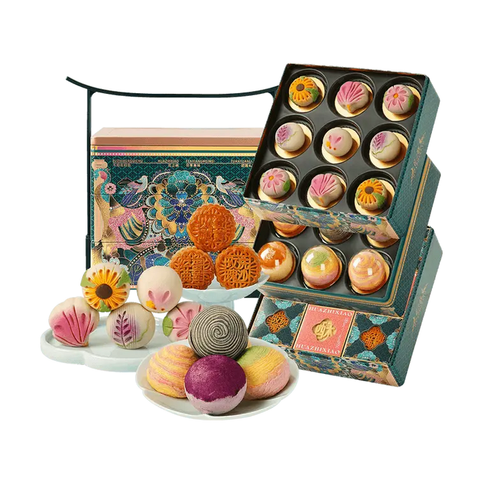 Yotime Blossoming Splendor Mooncake Mid-Autumn Festival Pastry Gift Box 3 Layer, 15 Flavors 27 Pieces Yotime