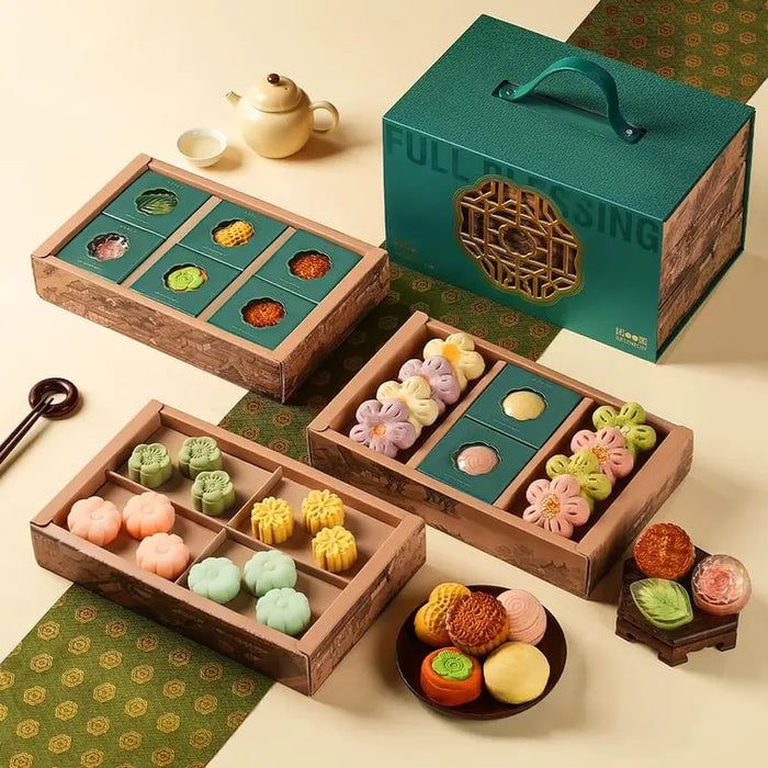 Yotime Moonlight Chinese-Style Triple-Layer Mooncake &amp; Pastry Gift Box, 16 Flavors, 28pcs, 1095g Yotime