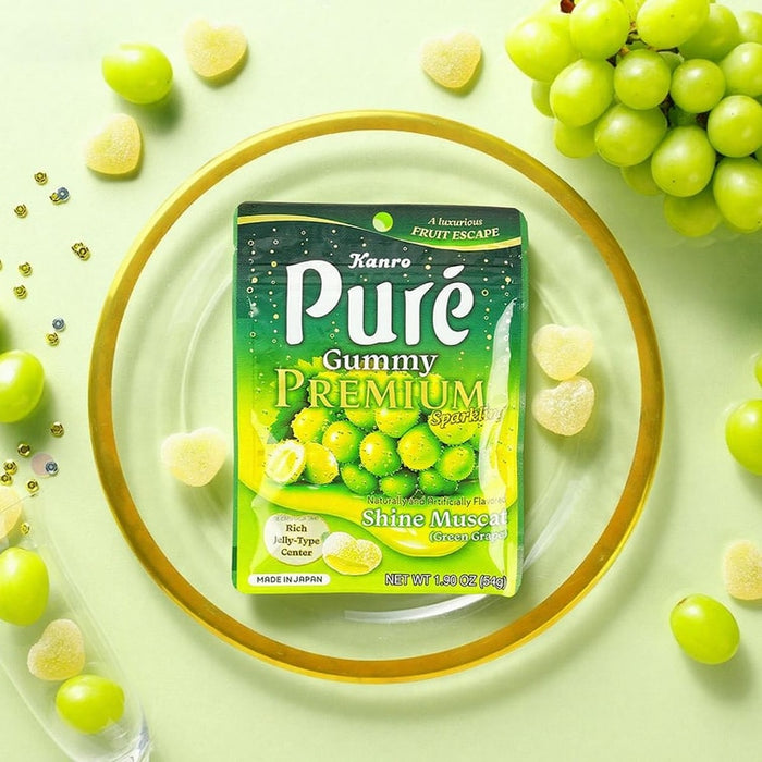 Kanro Pure Premium Shine Muscat Sparkling Gummy Candy, 54g