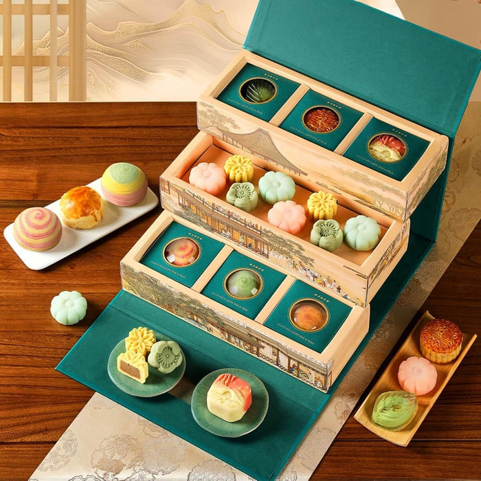 Yotime Traditional Mid-Autumn Festival Mooncake Gift Box – Moon Reflecting Elegance, 14pcs, 22.22oz