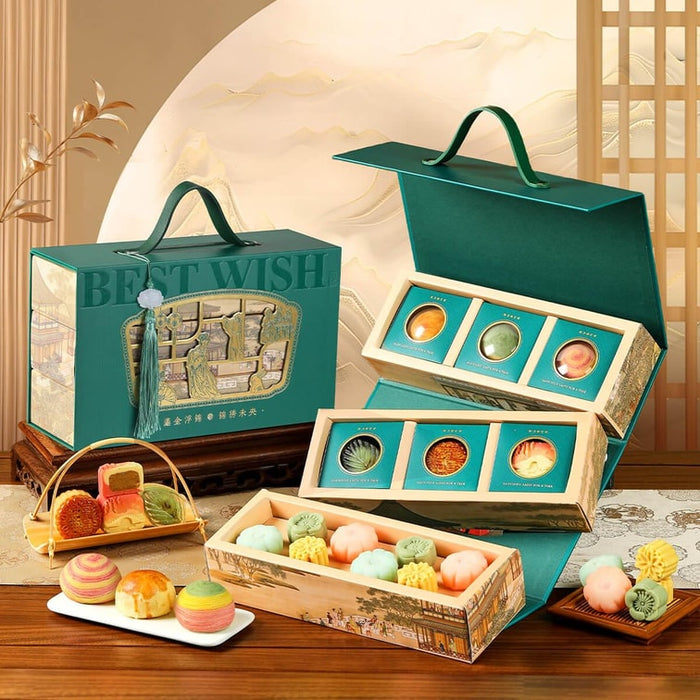 Yotime Traditional Mid-Autumn Festival Mooncake Gift Box – Moon Reflecting Elegance, 14pcs, 22.22oz